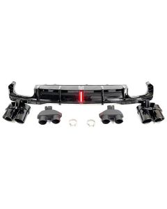 Audi A7 S7 C8 2019-2024 (for S Line) S7 Style Rear Bumper Diffuser with LED Light and Exhaust Tips