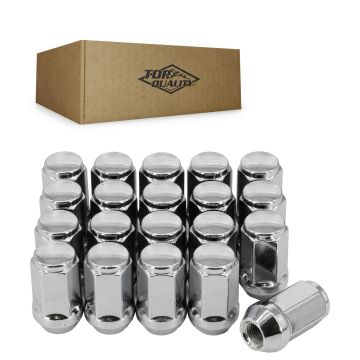 Chrome Wheel Nut Bulge Acorn 21 HEX M12X1.25 (20 Pack) For Nissan Subaru Rogue Forester Sentra Versa