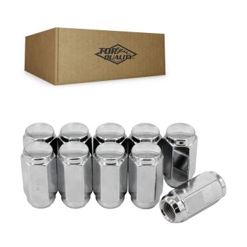 Chrome Wheel Lug Nut Duplex Acorn 22 HEX M14X1.5 (10 Pack) For Chevrolet Ford GMC Ram F-150 1500 HD