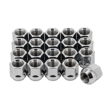 Chrome OpenEnd Wheel Lug Nut Bulge Acorn 19 HEX M14X1.5 (20 Pack) For Chevrolet Ford GMC Ram F-150 3
