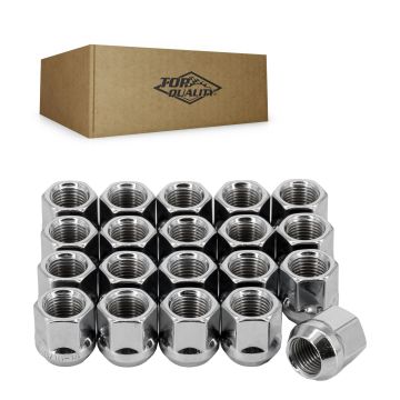 Chrome OpenEnd Wheel Lug Nut Bulge Acorn 19 HEX 9/16"X18 (20 Pack) For Dodge Ram 1500 Ford 2500 3500