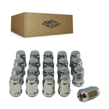 Chrome Wheel Lug Nut Bulge Acorn 19 HEX M12X1.5 (20 Pack)
