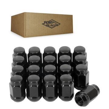Black Wheel Lug Nut Bulge Acorn 19 HEX M12X1.5 (20 Pack)