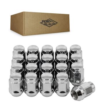 Chrome Wheel Lug Nut Bulge Acorn 19 HEX M14X1.5 (20 Pack) For Chevrolet Ford GMC Ram F-150 1500 Jeep