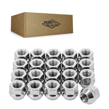 Chrome OpenEnd Wheel Lug Nut Bulge Acorn 21 HEX 1/2"X20 (20 Pack) For Ford Ranger Explorer Edge MKX