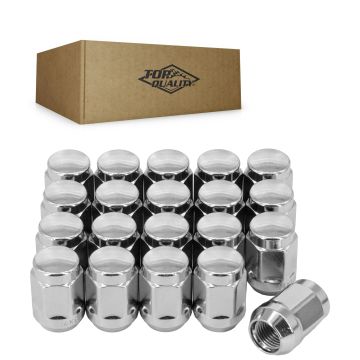 Chrome Wheel Lug Nut Bulge Acorn 21 HEX M14X1.5 (20 Pack) For Chevrolet Ford GMC Ram F-150 1500 Jeep