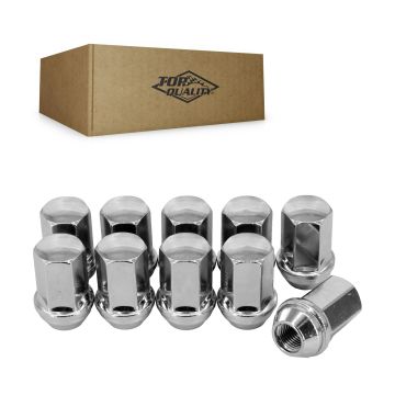 Chrome Wheel Lug Nut Duplex Bulge Acorn 22 HEX M14X1.5 (10 Pack) For Chevrolet GMC Silverado 1500 HD