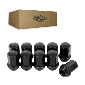 Black Wheel Lug Nut Duplex Bulge Acorn 22 HEX M14X1.5 (10 Pack) For Chevrolet GMC Silverado 1500 HD