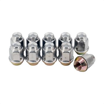 Chrome Wheel Lug Nut Bulge Acorn 3/4" HEX 1/2"X20 (10 Pack) For Jeep Wrangler Dodge Grand Cherokee
