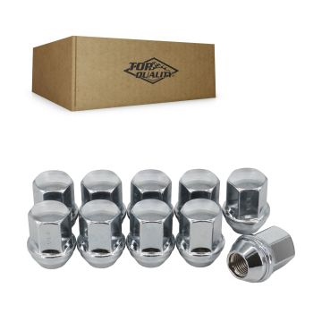 Chrome Wheel Lug Nut Duplex Bulge Acorn 7/8" HEX 9/16"X18 (10 Pack) For Dodge Ram 1500 Dakota Aspen