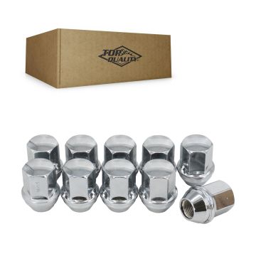 Chrome Wheel Lug Nut Duplex Bulge Acorn 22 HEX M14X1.5 (10 Pack) For Ram 1500 Jeep Classic Grand L