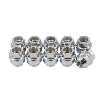 Chrome OpenEnd Wheel Lug Nut Bulge Acorn 21 HEX M14X2.00 (10 Pack) For Ford F-150 Expedition Lincoln
