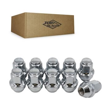 Chrome Wheel Lug Nut Bulge Acorn 21 HEX M14X1.5X45L (10 Pack) For Ford F-150 Transit-250 Transit-150