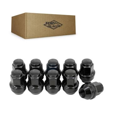 Black Wheel Lug Nut Bulge Acorn 21 HEX M14X1.5 (10 Pack) For Ford F-150 Transit-250 Transit-150 HD