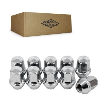 Chrome Wheel Lug Nut Bulge Acorn 21 HEX M14X1.5 (10 Pack) For Ford Edge Explorer Mustang Lincoln MKX