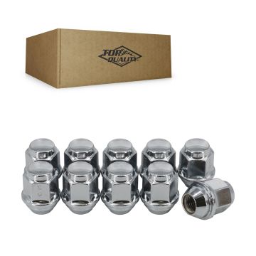 Chrome Wheel Lug Nut Bulge Acorn 21 HEX M12X1.5 (10 Pack) For Hyundai Elantra Kia Accent Forte Soul