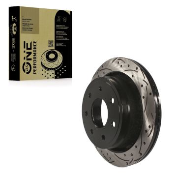 Rear Coated Drilled Slotted Disc Brake Rotor (1 Piece Only) DS1-680977 For Ford F-150