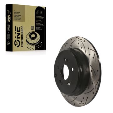 Rear Coated Drilled Slotted Disc Brake Rotor (1 Piece Only) DS1-980567 For Honda Odyssey Pilot Acura