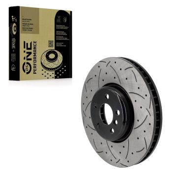 Front Right Coated Drilled Slotted Disc Brake Rotor (1 Piece Only) DS1-DS8427 For BMW X5 330i xDrive