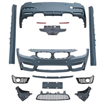 BMW 3 Series F30 2012-2018 Front Rear Bumper Conversion Body Kit W/Fog Lamp Hole to M3 Style Look