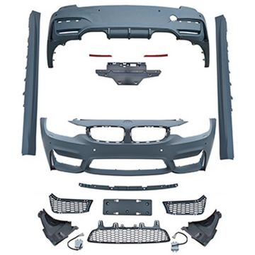 BMW 3 Series F30 2012-2018 Front Rear Bumper Conversion Body Kit W/O Fog Lamp Hole to M3 Style Look