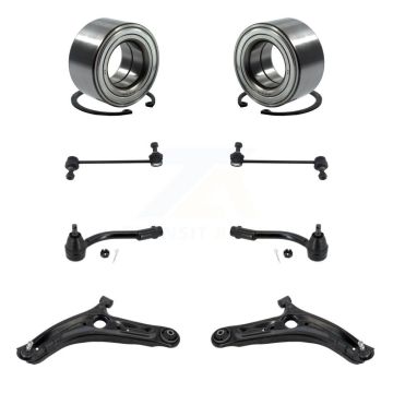 Front Bearing Lower Control Arm with Ball Joint Outer Tie Rod Link Kit (8Pc) For Kia Soul K77-102651