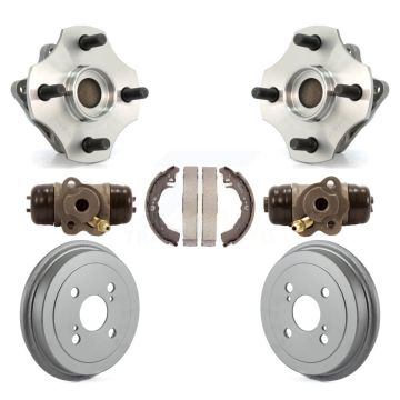 Rear Wheel Cylinders & Coated Drum Shoes Hub Bearing Kit (7Pc) For Toyota Echo Non-ABS K7D-101004