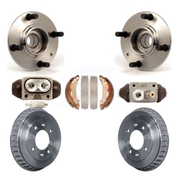 Rear Wheel Cylinders Drum & Shoes Hardware Hub Bearing Kit (7Pc) For Kia Spectra Non-ABS K7D-101017