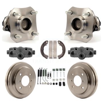 Rear Wheel Cylinders Drum & Shoes Hub Bearing Kit (8Pc) For Nissan Versa With 4 ABS K7D-101321