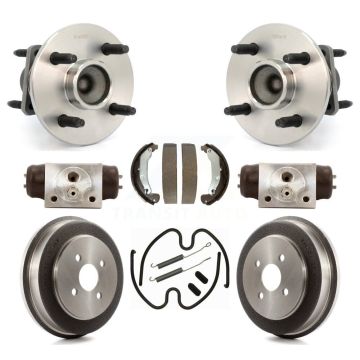 Rear Wheel Cylinders Drum & Shoes Hub Bearing Kit (8Pc) For Saturn Ion With 4 Lug Wheels K7D-101344