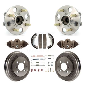 Rear Wheel Cylinders Drum & Shoes Hub Bearing Kit (8Pc) For 06 Hyundai Accent 4-Wheel ABS K7D-101354