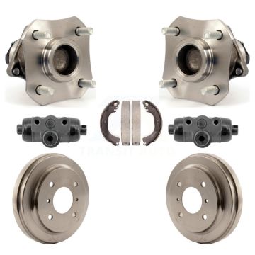 Rear Wheel Cylinders Drum & Shoes Hub Bearing Kit For 09-11 Nissan Versa With 4 ABS K7D-101409
