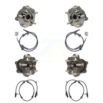 Front Rear Wheel Hub Bearing & ABS Sensor Kit For Nissan Rogue AWD with 2.5L 4-Wheel K7S-102916