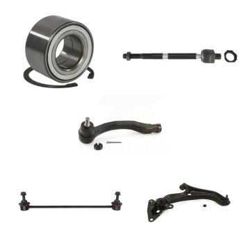 Front Right Bearing Lower Control Arm w/ Ball Joint Tie Rod Link Kit (5Pc) For Honda Fit K7T-103451