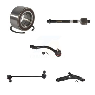 Front Right Bearing Lower Control Arm with Ball Joint Tie Rod Link Kit (5Pc) For Kia Rio K7T-103468