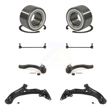 Front Bearing Lower Control Arm w/ Ball Joint Outer Tie Rod Link Kit (8Pc) For Honda Fit K7T-108234