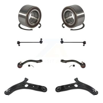 Front Bearing Lower Control Arm with Ball Joint Outer Tie Rod Link Kit (8Pc) For Kia Rio K7T-108253