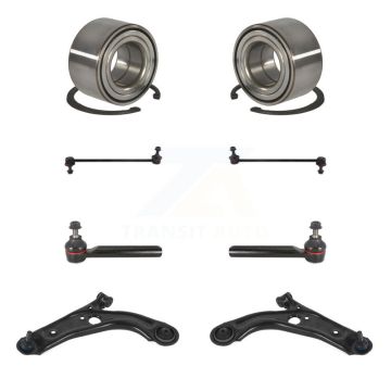 Front Bearing Lower Control Arm with Ball Joint Outer Tie Rod Link Kit (8Pc) For Fiat 500 K7T-108302