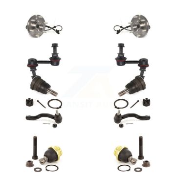 Front Hub Bearing Upper Lower Ball Joint Outer Tie Rod & Link Kit (10Pc) For Nissan TITAN K7T-110440