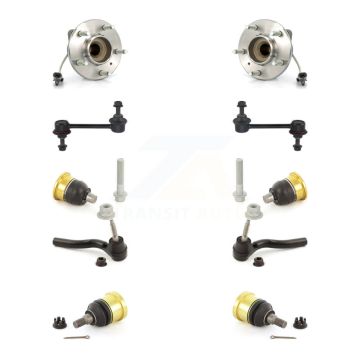 Front Hub Bearing Upper Lower Ball Joint Outer Tie Rod & Link Kit (10Pc) For Cadillac CTS K7T-110442
