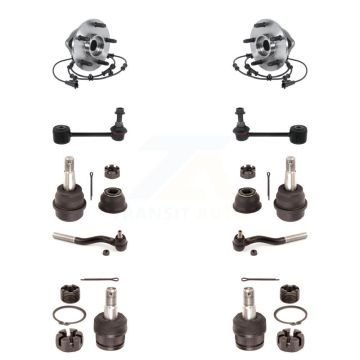 Front Hub Bearing Upper Lower Ball Joint Outer Tie Rod Link Kit (10Pc) For Jeep Wrangler K7T-110446