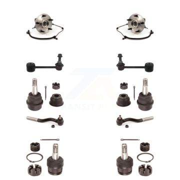 Front Hub Bearing Upper Lower Ball Joint Outer Tie Rod Link Kit (10Pc) For Jeep Wrangler K7T-110447