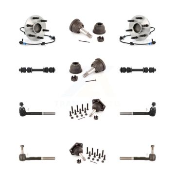 Front Hub Bearing Upper Lower Ball Joint Outer Inner Tie Rod Sway Bar Link Kit (12Pc) For K7T-110474