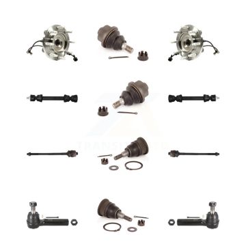 Front Bearing Upper Lower Ball Joint Outer Inner Tie Rod & Link Kit (12Pc) For GMC Sierra K7T-110482