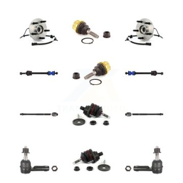 Front Hub Bearing Upper Lower Ball Joint Outer Inner Tie Rod Sway Bar Link Kit (12Pc) For K7T-110510