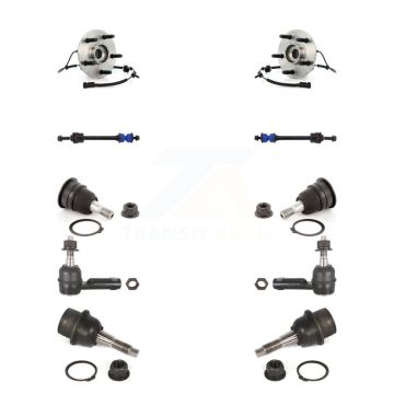 Front Hub Bearing Upper Lower Ball Joint Outer Tie Rod Link Kit (10Pc) For Dodge Ram 1500 K7T-110596