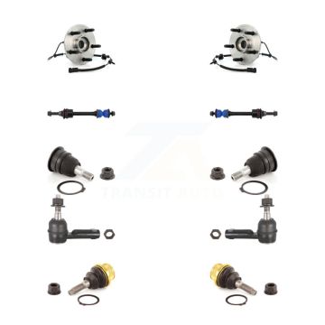 Front Hub Bearing Upper Lower Ball Joint Outer Tie Rod Link Kit (10Pc) For Dodge Ram 1500 K7T-110597
