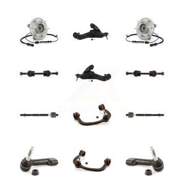 Front Hub Bearing Lower Upper Control Arm Outer Inner Tie Rod & Link Kit (12Pc) For Ford K7T-111108