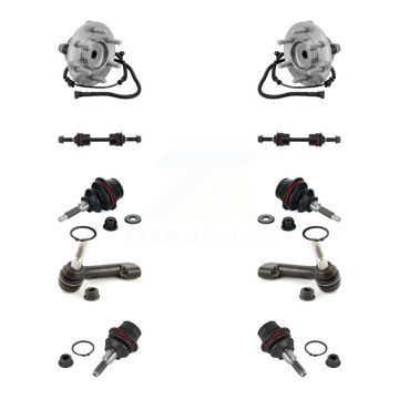 Front Hub Bearing Upper Lower Ball Joint Outer Tie Rod End Link Kit (10Pc) For Ford F-150 K7T-111625