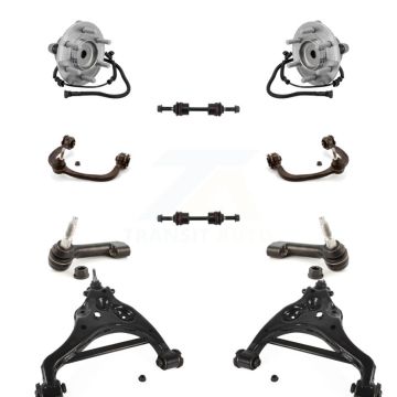 Front Hub Bearing Lower Upper Control Arm Outer Tie Rod & Link Kit (10Pc) For Ford F-150 K7T-111660